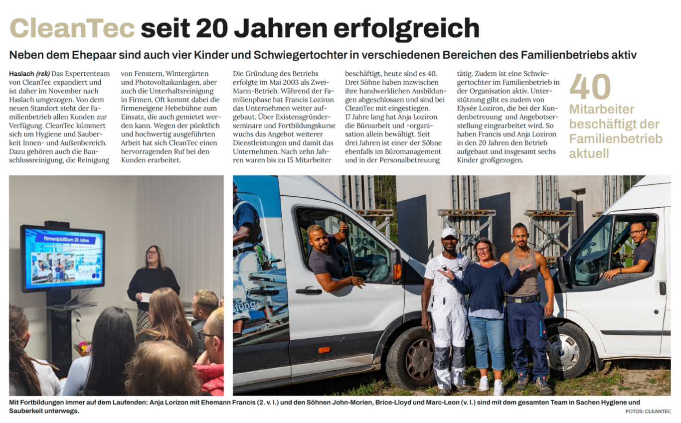 CleanTec Reinigungsteam bei einem professionellen Firmeneinsatz